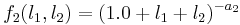  f_2(l_1,l_2) = (1.0+l_1+l_2)^{-a_2} 