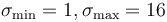 \sigma_\mathrm{min}=1, \sigma_\mathrm{max}=16