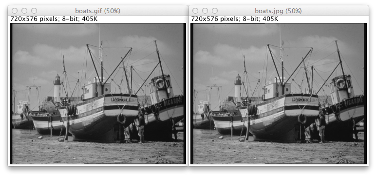 The grayscale LUT makes it very difficult (for most people) to see any visual difference.